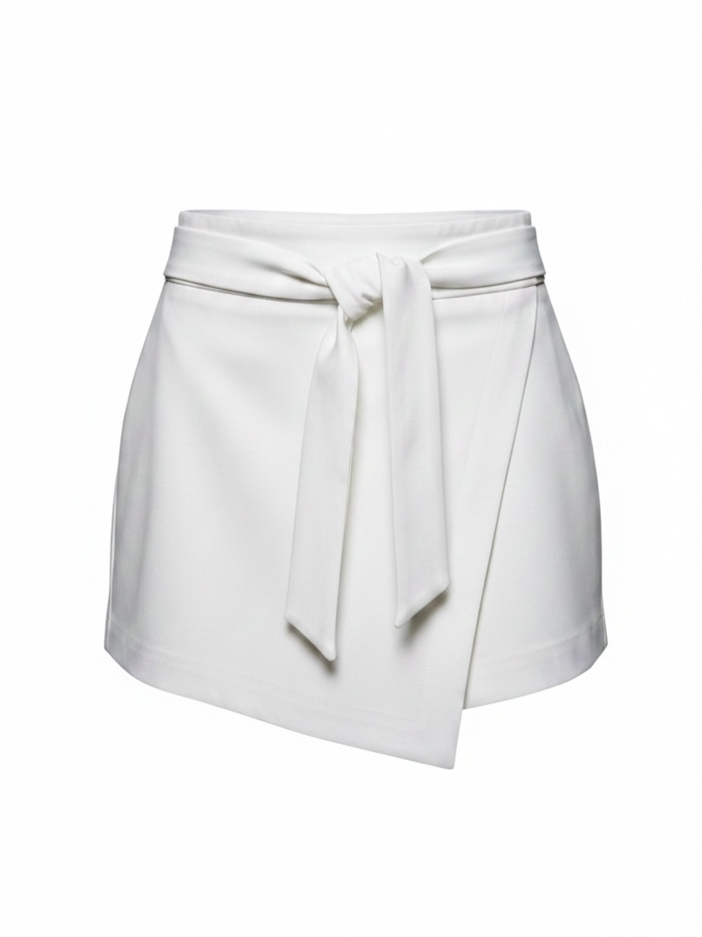 Polished White Mini Skort with Tie Waist